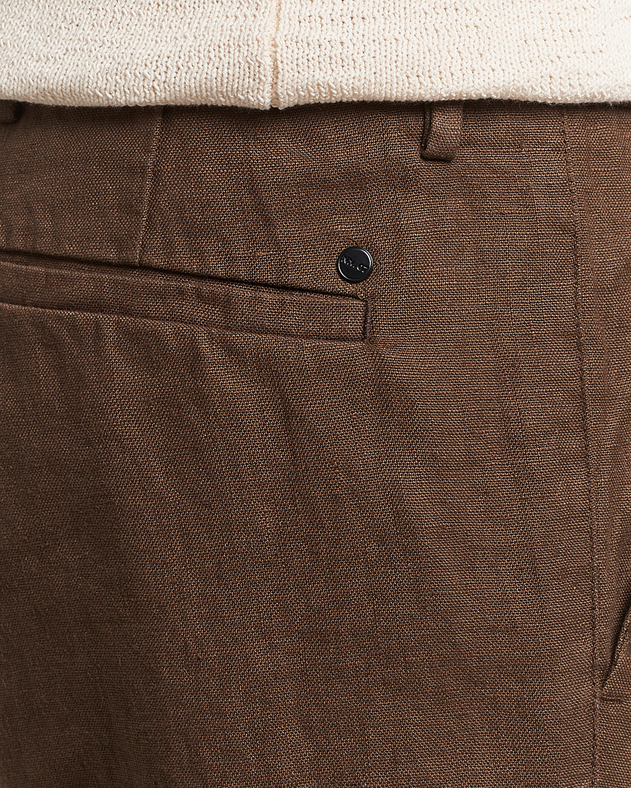 Herr | Byxor | NN07 | Theo Linen Trousers Cocoa Brown