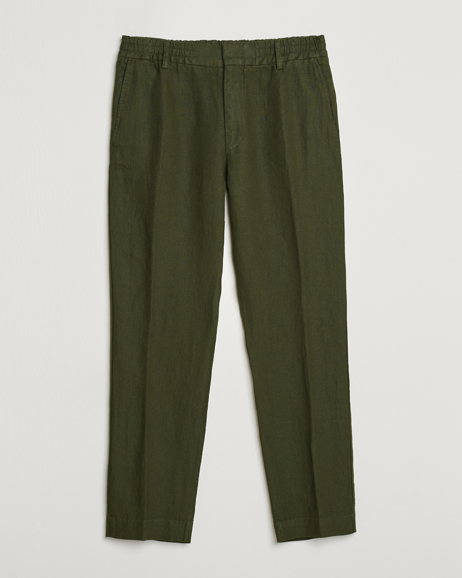 Herr | Byxor | NN07 | Billie Linen Drawstring Trousers Rosin Green