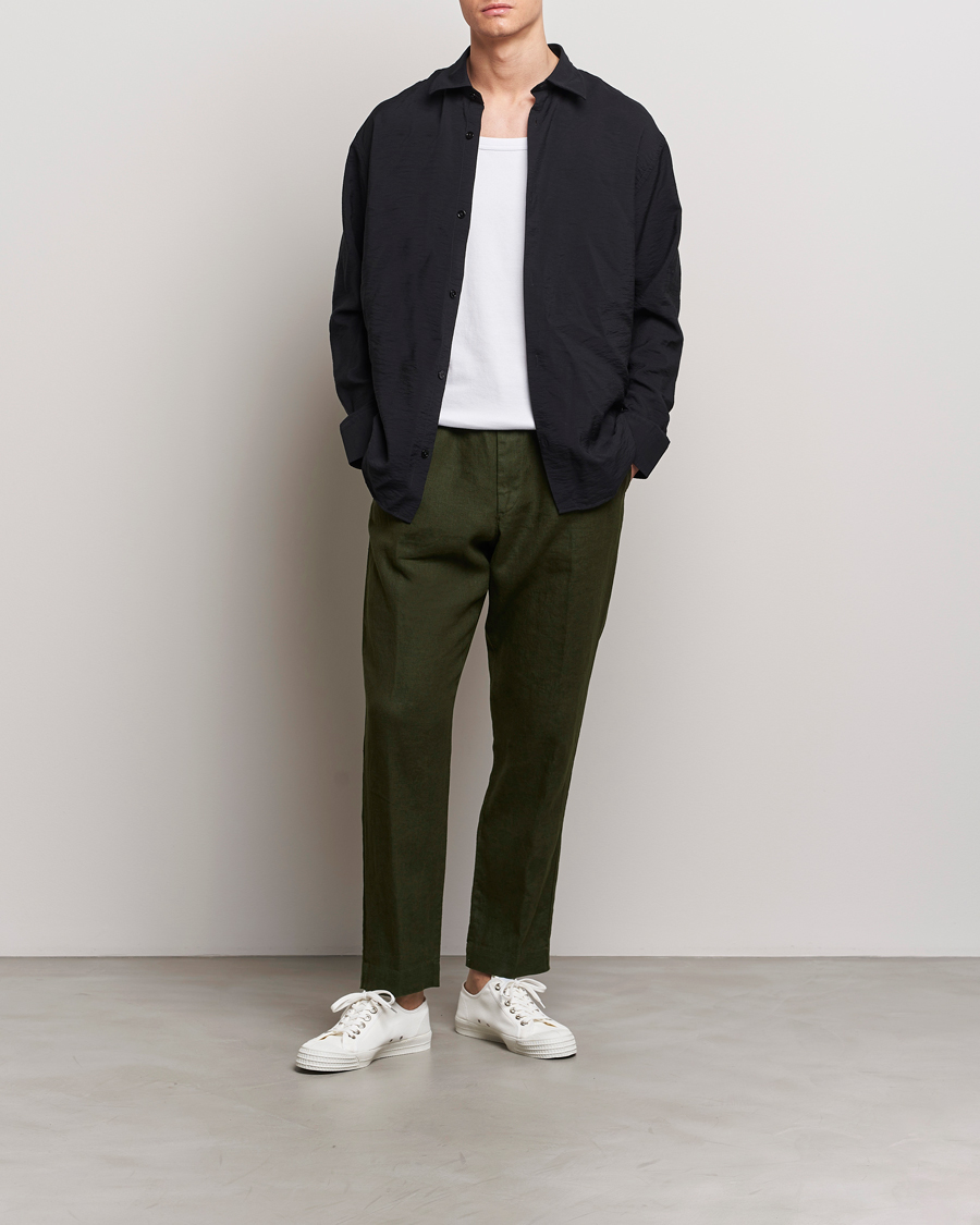 Herr | Byxor | NN07 | Billie Linen Drawstring Trousers Rosin Green