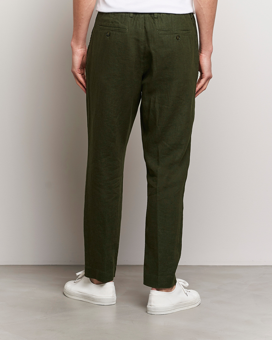 Herr | Byxor | NN07 | Billie Linen Drawstring Trousers Rosin Green