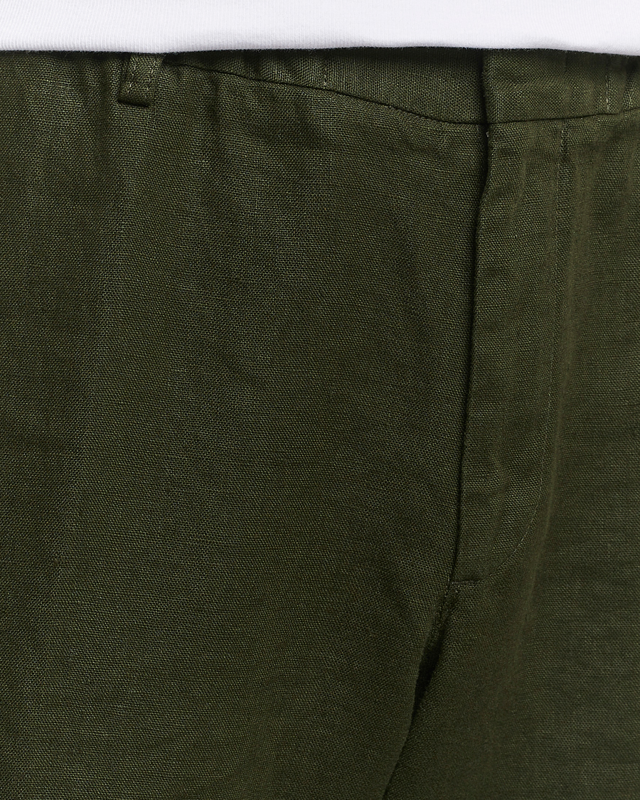 Herr | Byxor | NN07 | Billie Linen Drawstring Trousers Rosin Green