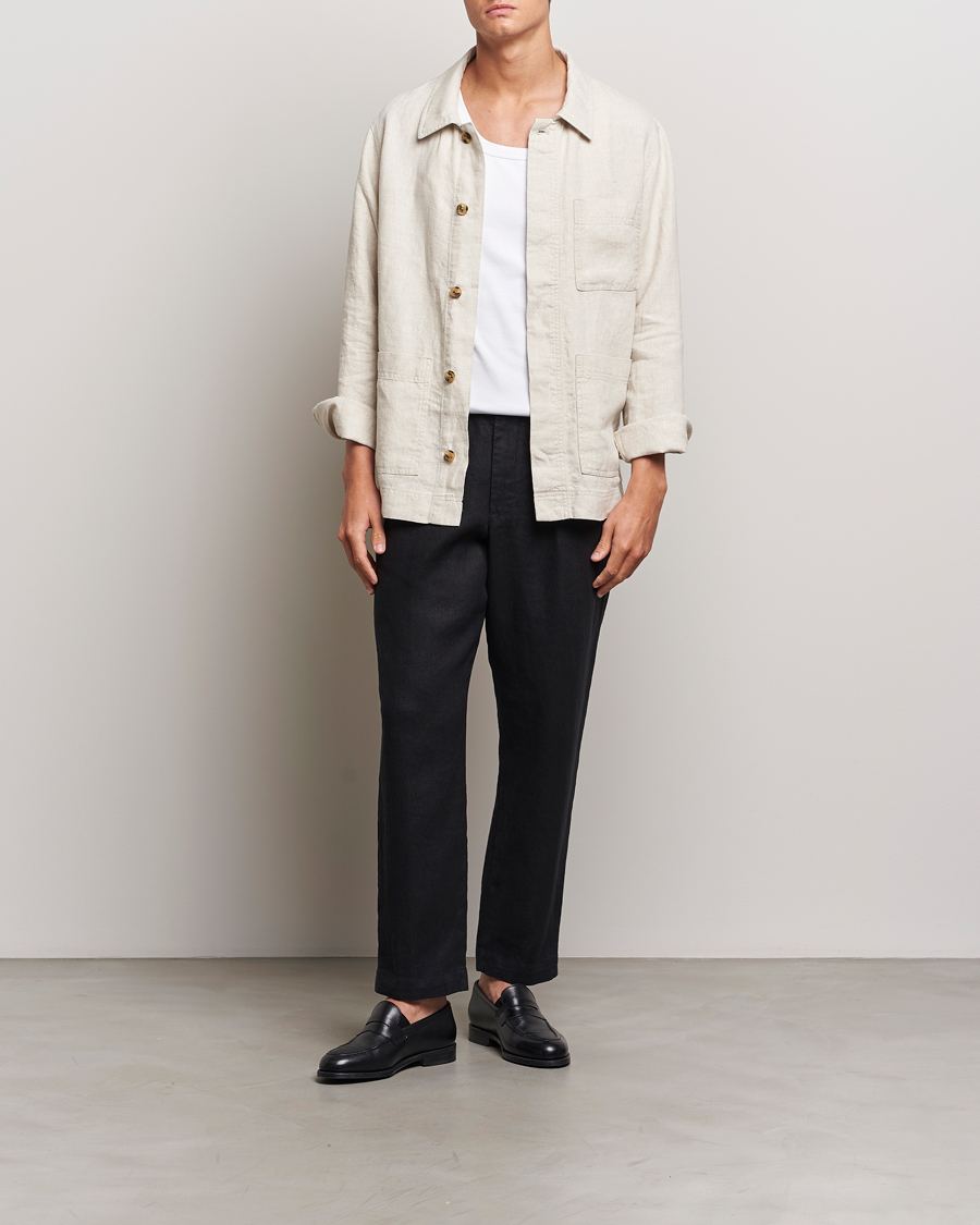 Herr | Byxor | NN07 | Billie Linen Drawstring Trousers Black