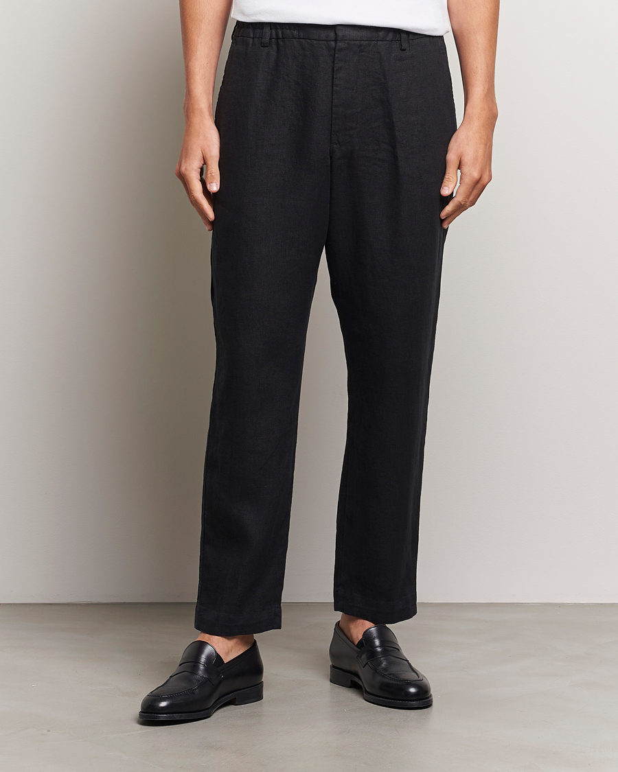 Herr | Byxor | NN07 | Billie Linen Drawstring Trousers Black