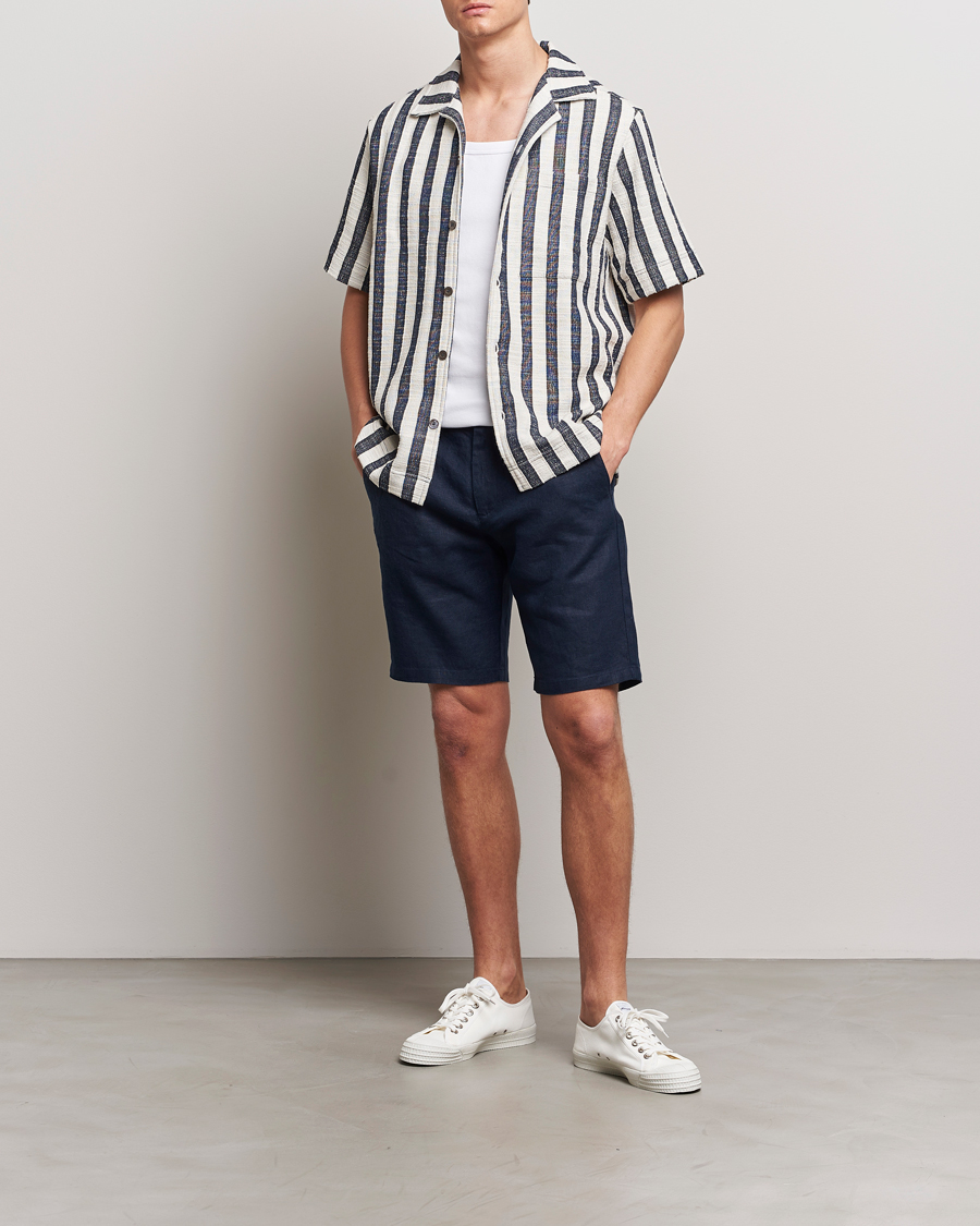 Herr | Shorts | NN07 | Crown Linen Shorts Navy Blue