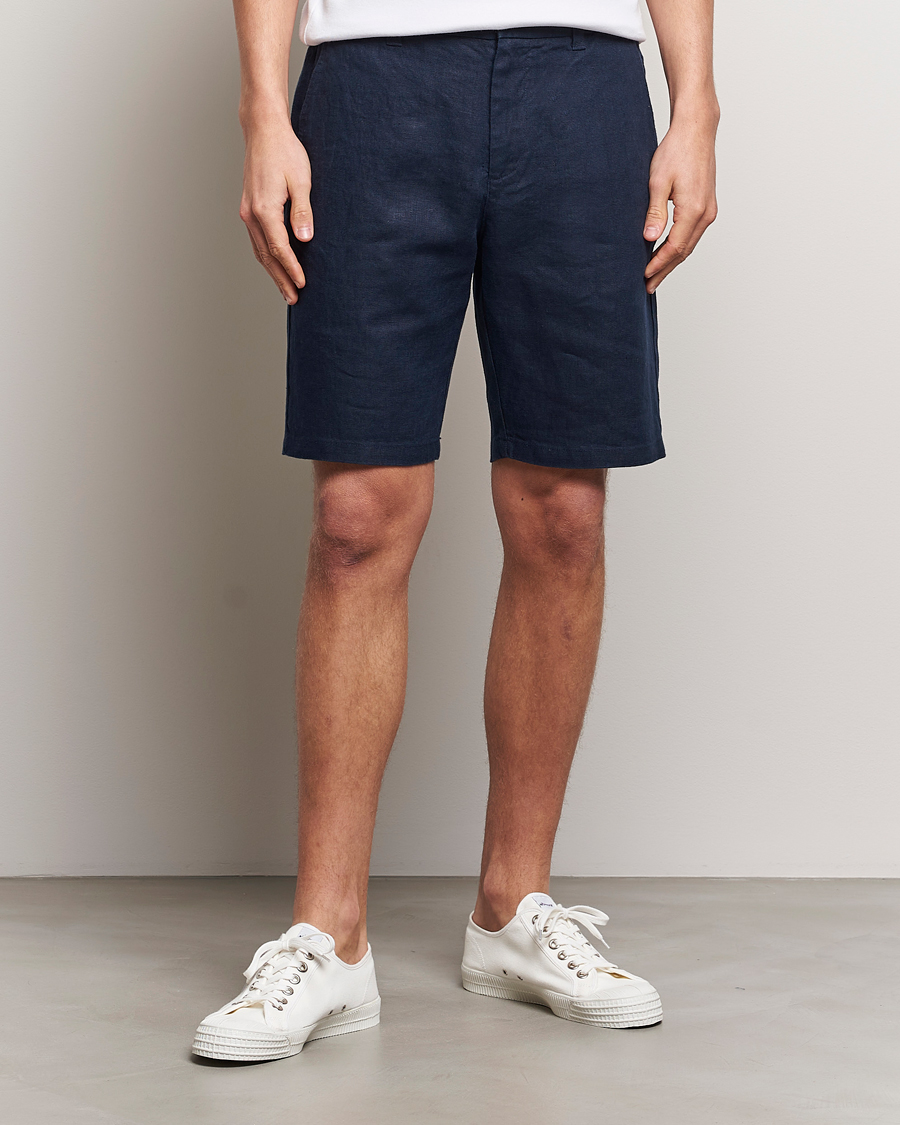 Herr | Linneshorts | NN07 | Crown Linen Shorts Navy Blue