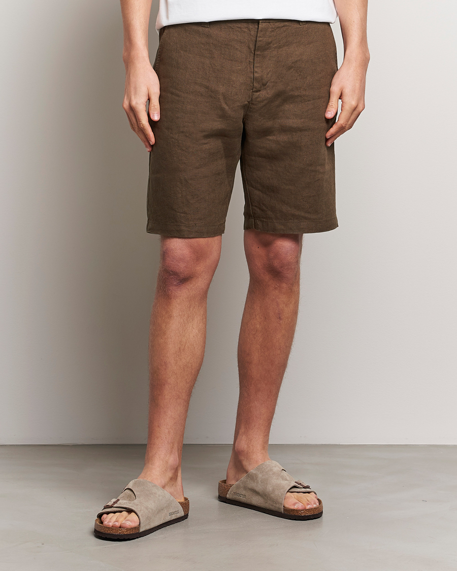 Herr | Shorts | NN07 | Crown Linen Shorts Cocoa Brown
