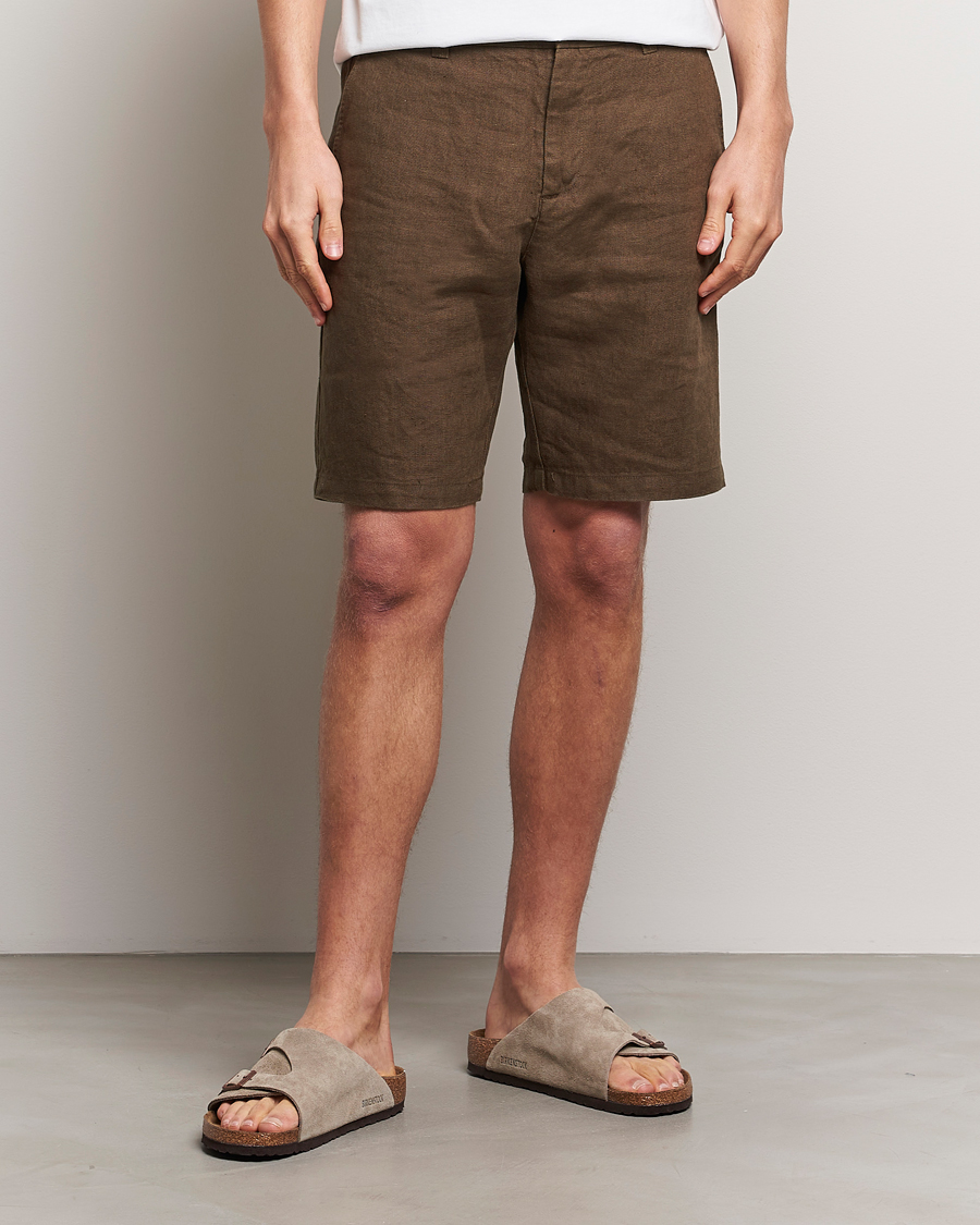 Herre | Linshorts | NN07 | Crown Linen Shorts Cocoa Brown