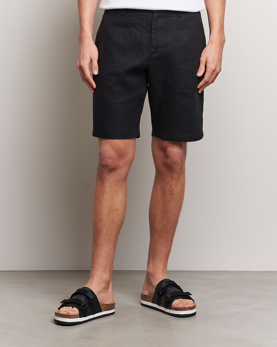Herr | Linneshorts | NN07 | Crown Linen Shorts Black