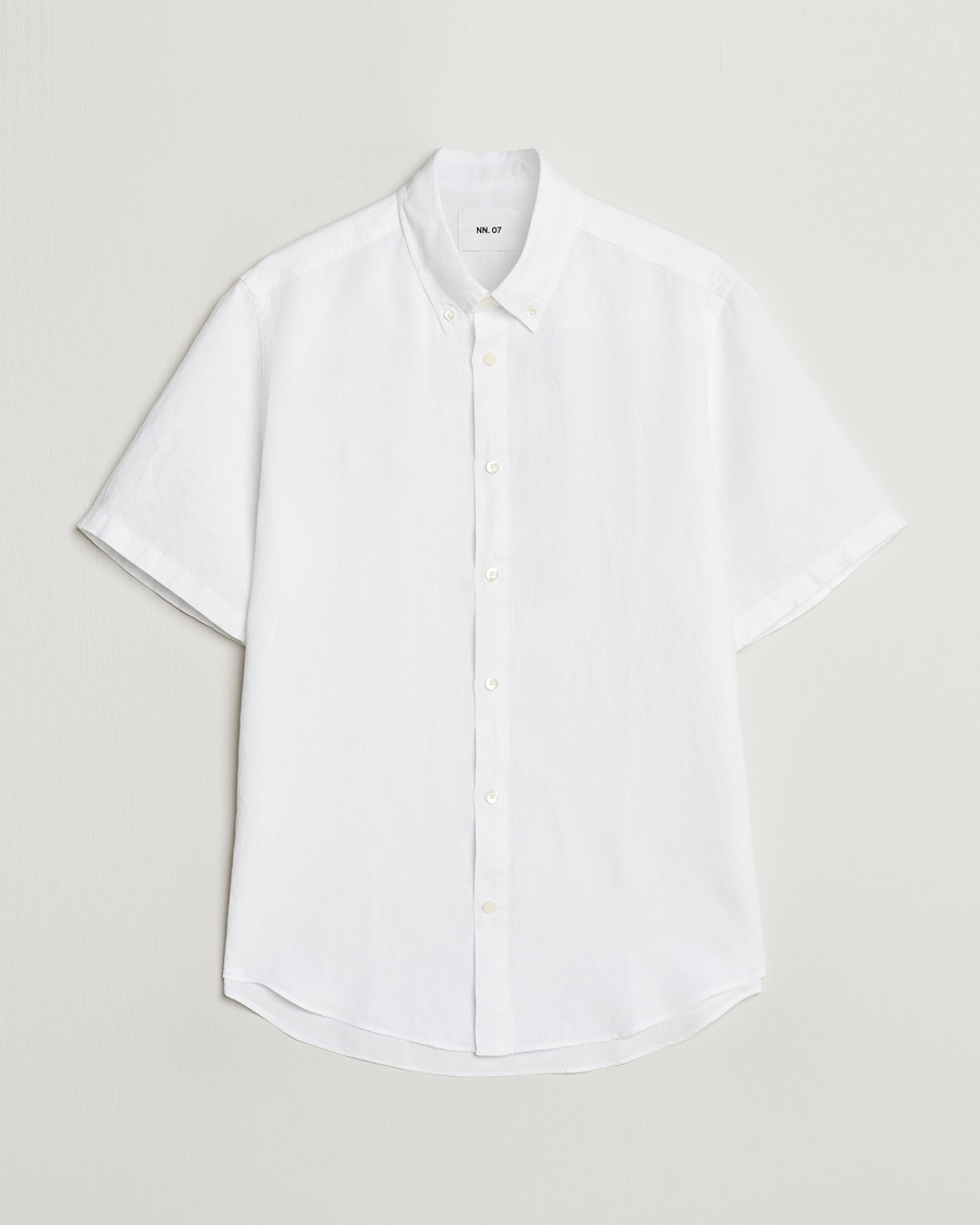 Herr | Skjortor | NN07 | Arne Linen Short Sleeve Shirt White
