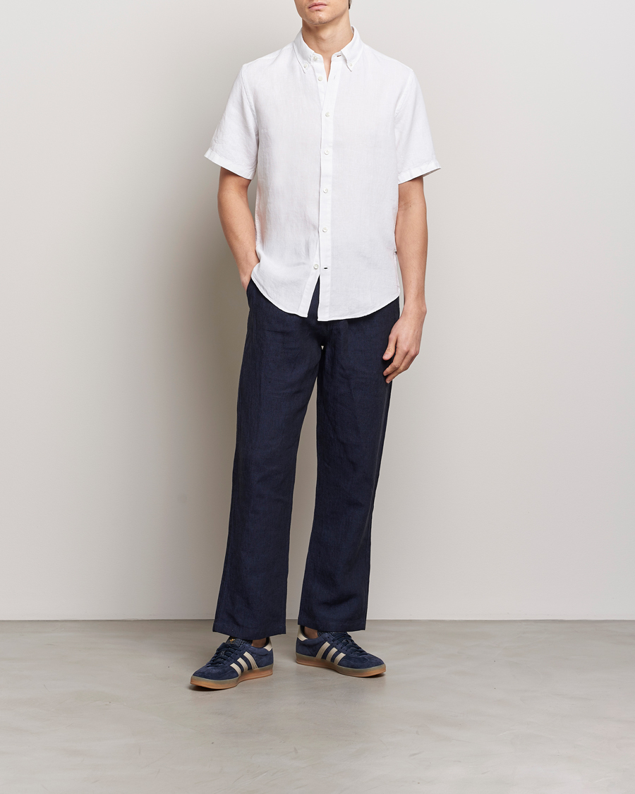 Herr | Skjortor | NN07 | Arne Linen Short Sleeve Shirt White