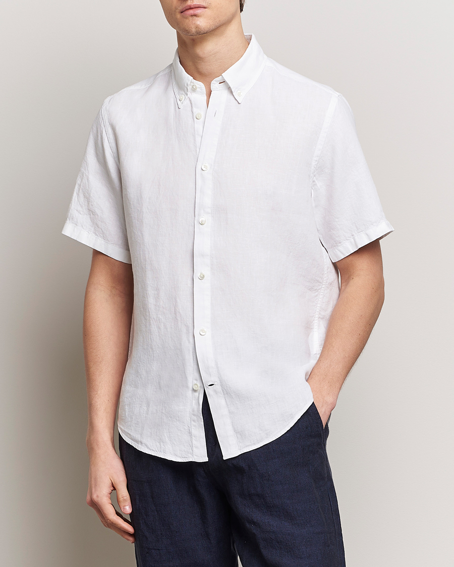 Herr | Skjortor | NN07 | Arne Linen Short Sleeve Shirt White