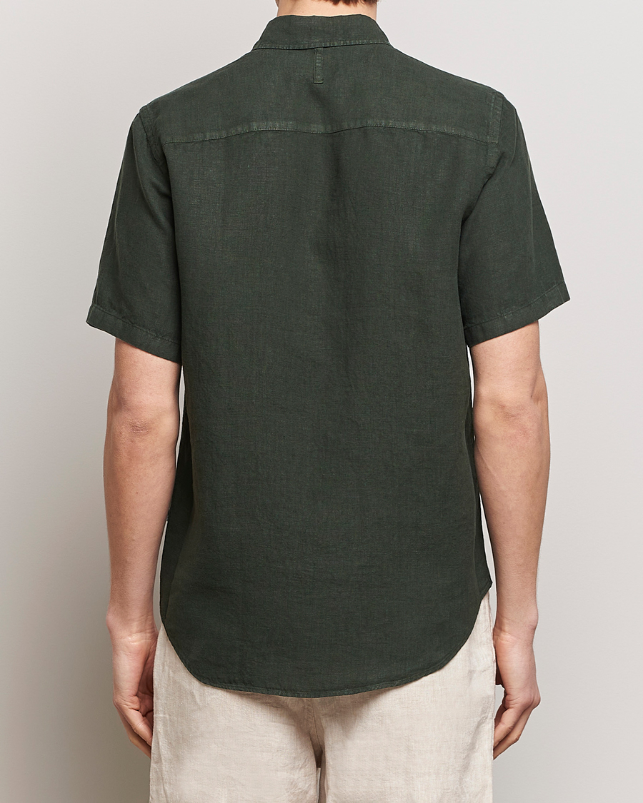 Herr | Skjortor | NN07 | Arne Linen Short Sleeve Shirt Rosin Green