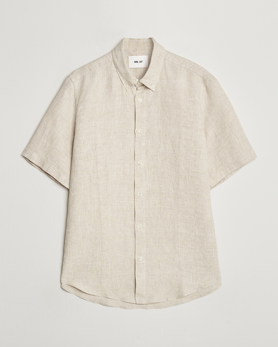 Herr | Skjortor | NN07 | Arne Linen Short Sleeve Shirt Oat