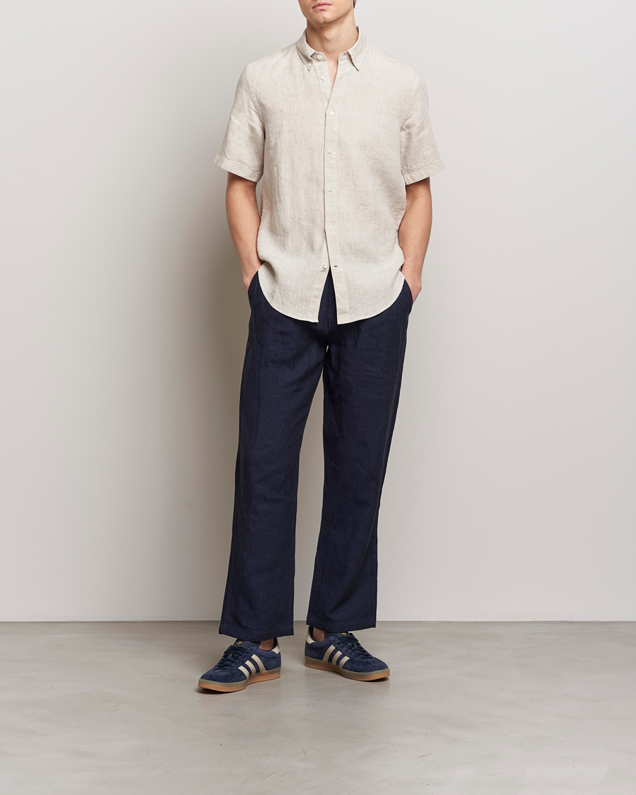 Herr | Skjortor | NN07 | Arne Linen Short Sleeve Shirt Oat