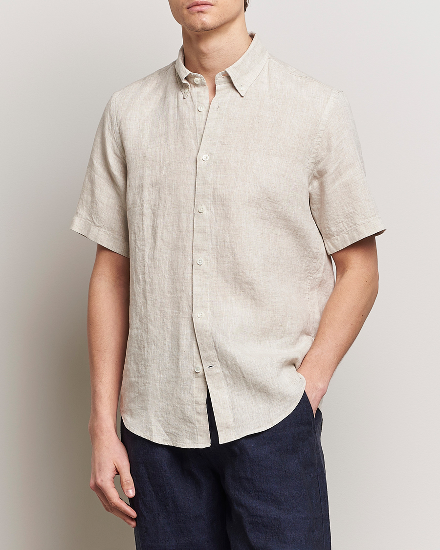 Herr | Skjortor | NN07 | Arne Linen Short Sleeve Shirt Oat