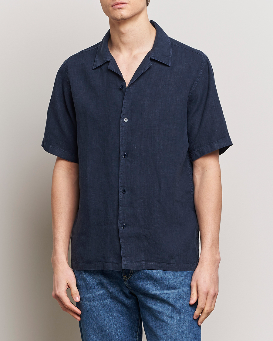 Herr | Casual | NN07 | Julio Linen Resort Shirt Navy Blue