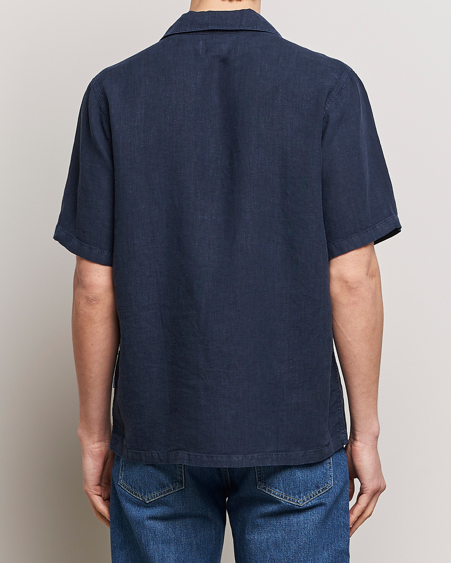 Herr | Skjortor | NN07 | Julio Linen Resort Shirt Navy Blue