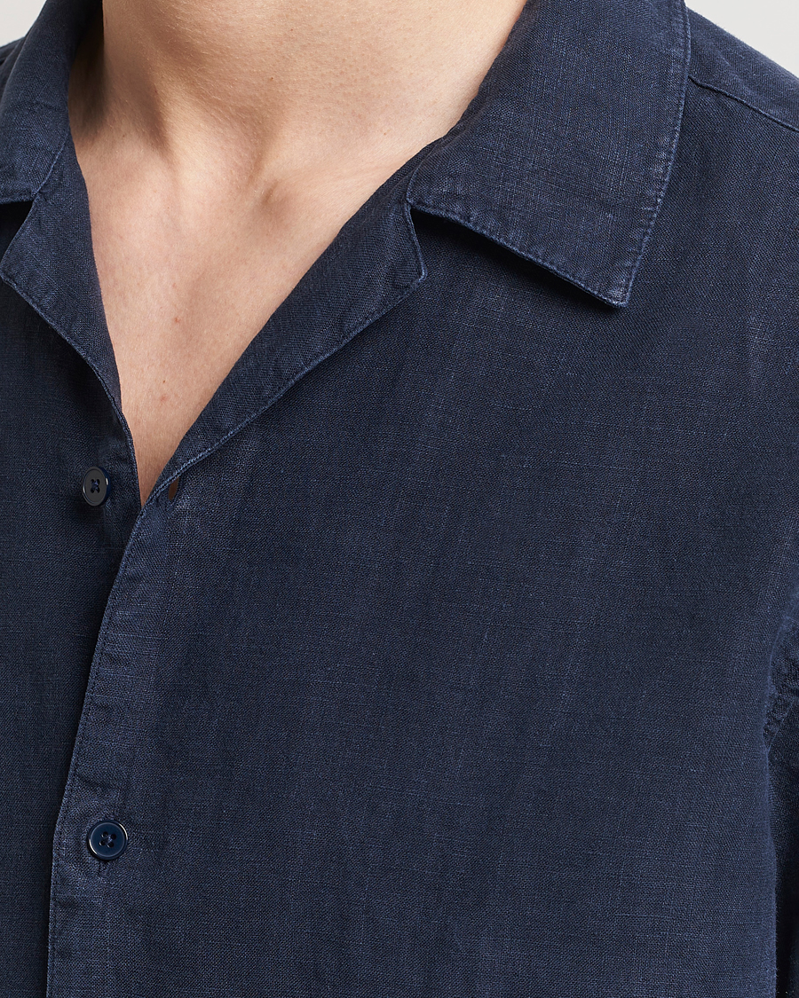 Herr | Skjortor | NN07 | Julio Linen Resort Shirt Navy Blue