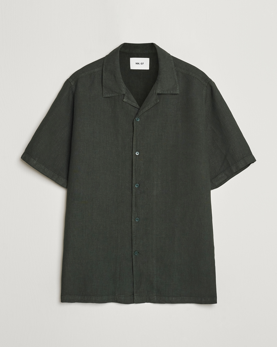 Herr | Skjortor | NN07 | Julio Linen Resort Shirt Rosin Green