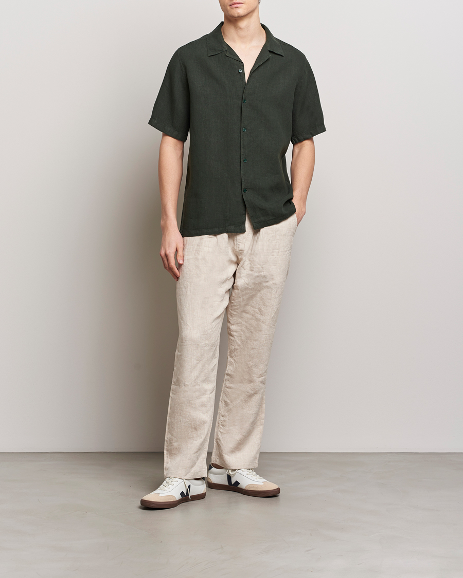 Herr | Skjortor | NN07 | Julio Linen Resort Shirt Rosin Green