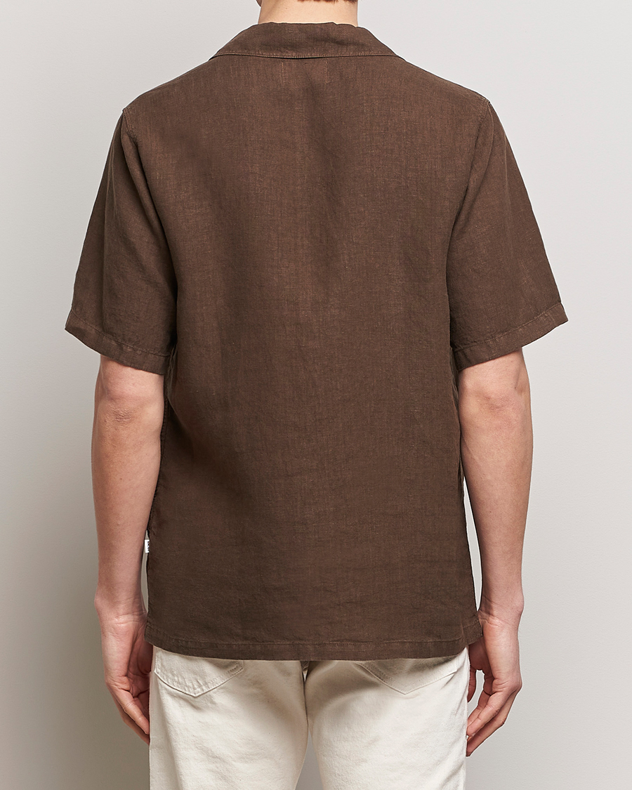 Herr | Skjortor | NN07 | Julio Linen Resort Shirt Cocoa Brown