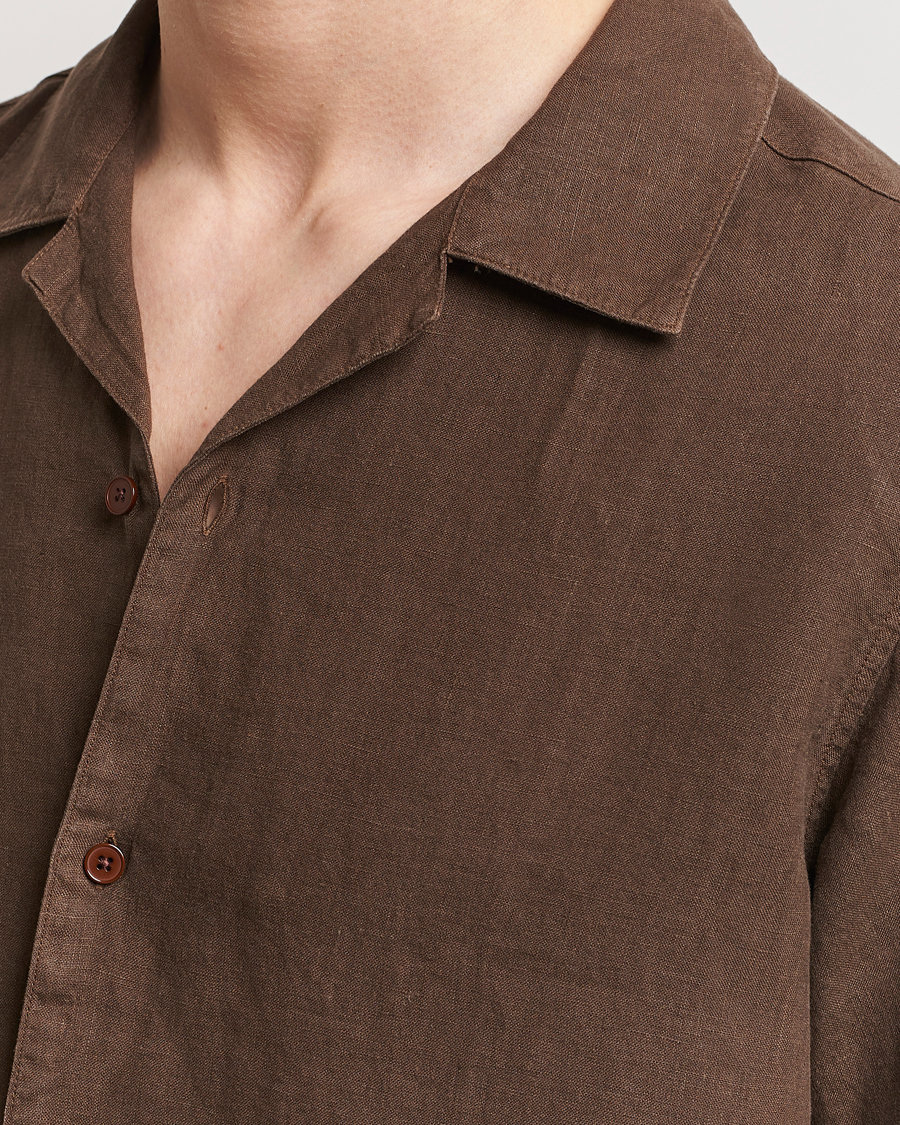 Herr | Skjortor | NN07 | Julio Linen Resort Shirt Cocoa Brown