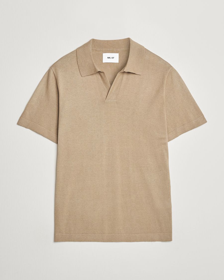 Herr | Pikéer | NN07 | Ryan Cotton/Linen Polo Greige