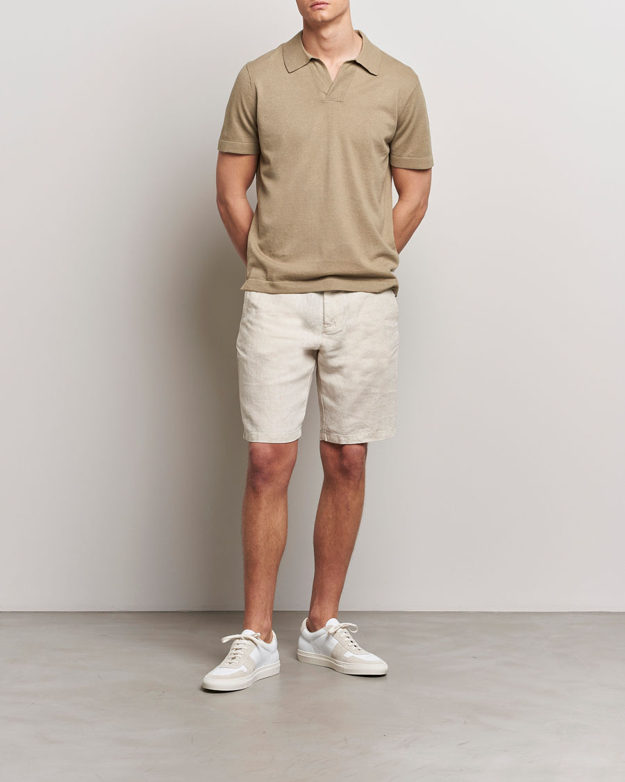 Herr | Pikéer | NN07 | Ryan Cotton/Linen Polo Greige
