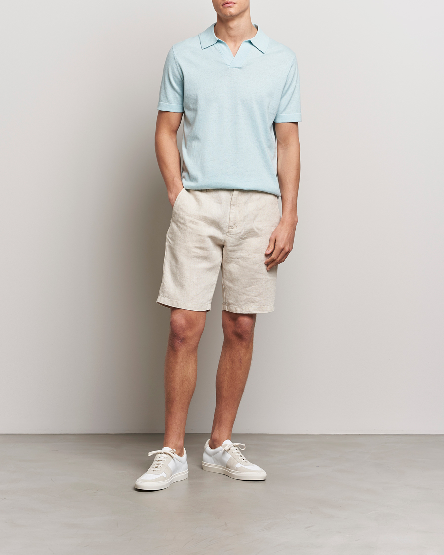 Herr | Pikéer | NN07 | Ryan Cotton/Linen Polo Winter Sky
