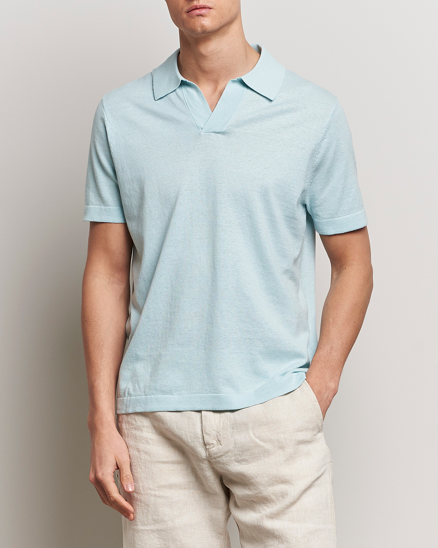 Herr | Nya produktbilder | NN07 | Ryan Cotton/Linen Polo Winter Sky