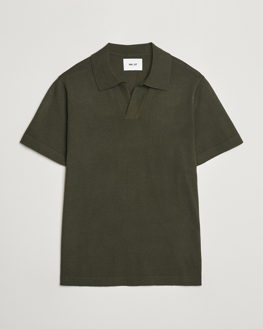 Herr | Pikéer | NN07 | Ryan Cotton/Linen Polo Rosin Green