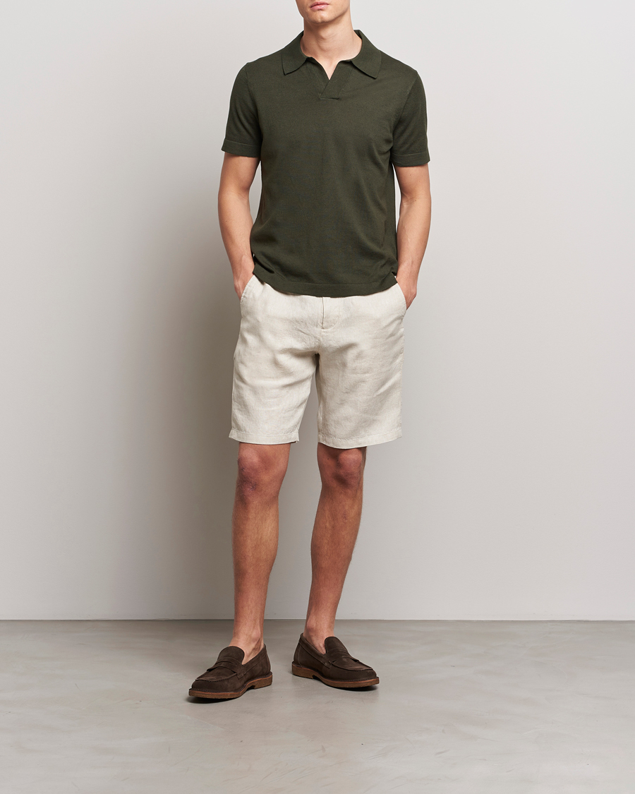Herr | Pikéer | NN07 | Ryan Cotton/Linen Polo Rosin Green