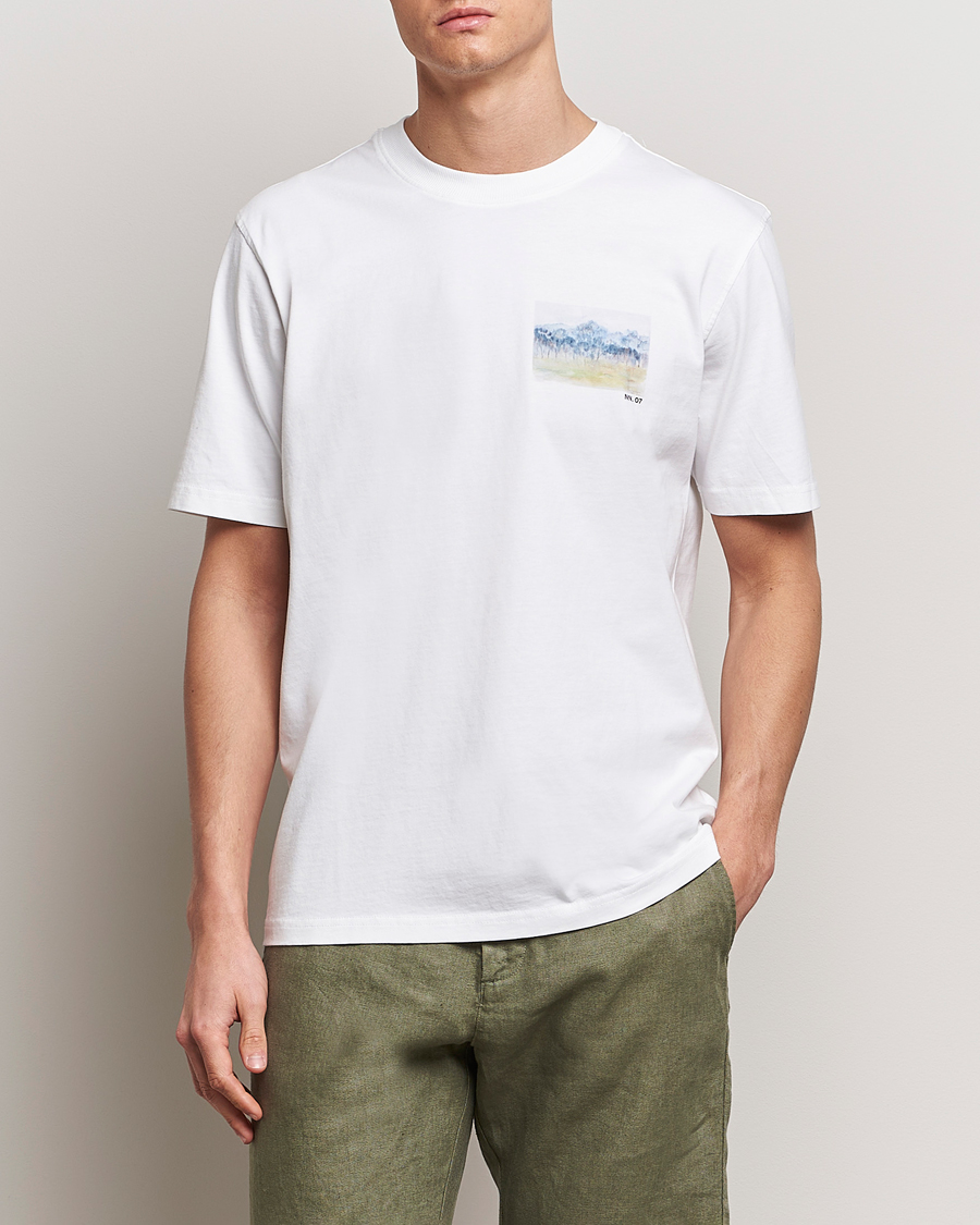 Herr |  | NN07 | Adam Printed Crew Neck T-Shirt White