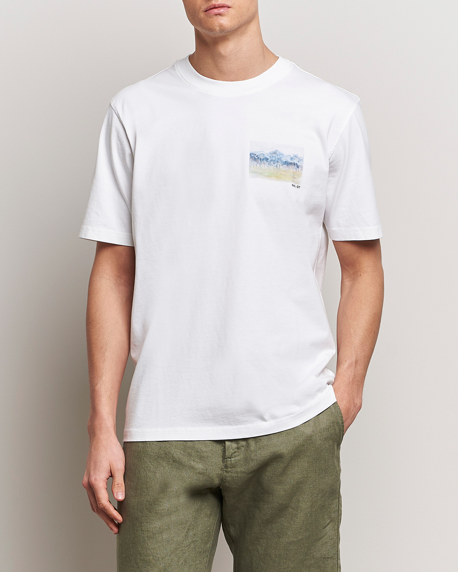 Herr | Business & Beyond | NN07 | Adam Printed Crew Neck T-Shirt White