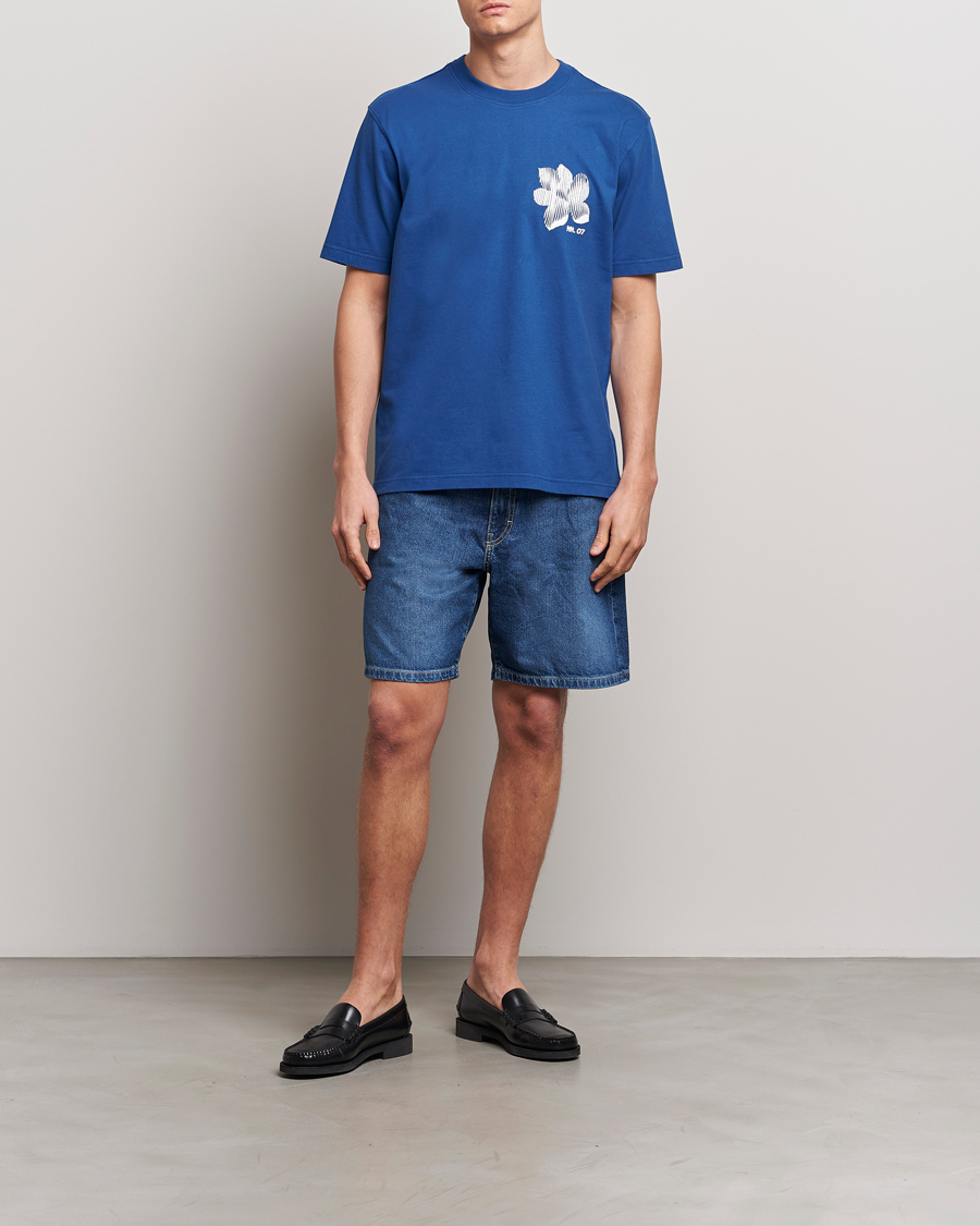 Herr | T-Shirts | NN07 | Adam Printed Crew Neck T-Shirt Blue Quartz