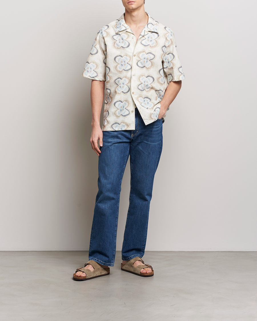 Herr | Skjortor | NN07 | Ole Printed Short Sleeve Shirt Ecru Multi