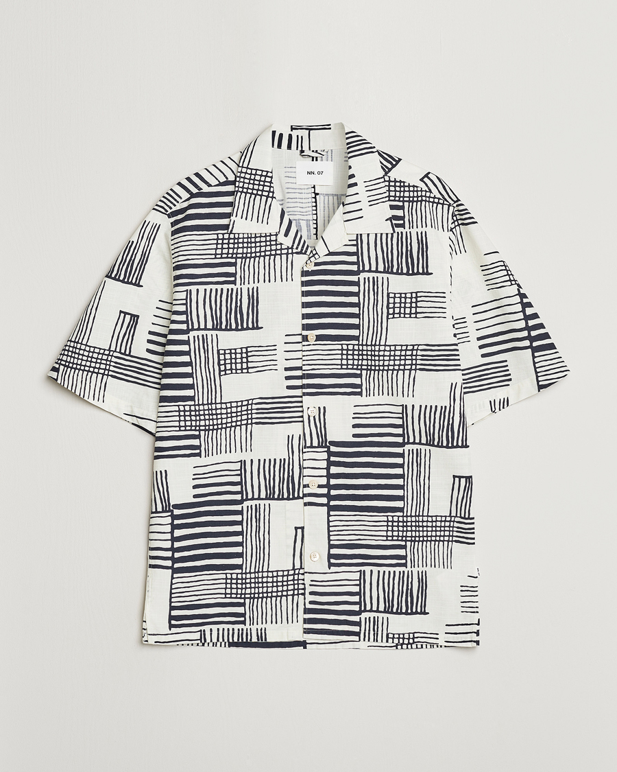 Herr | Skjortor | NN07 | Ole Printed Short Sleeve Shirt Black Multi