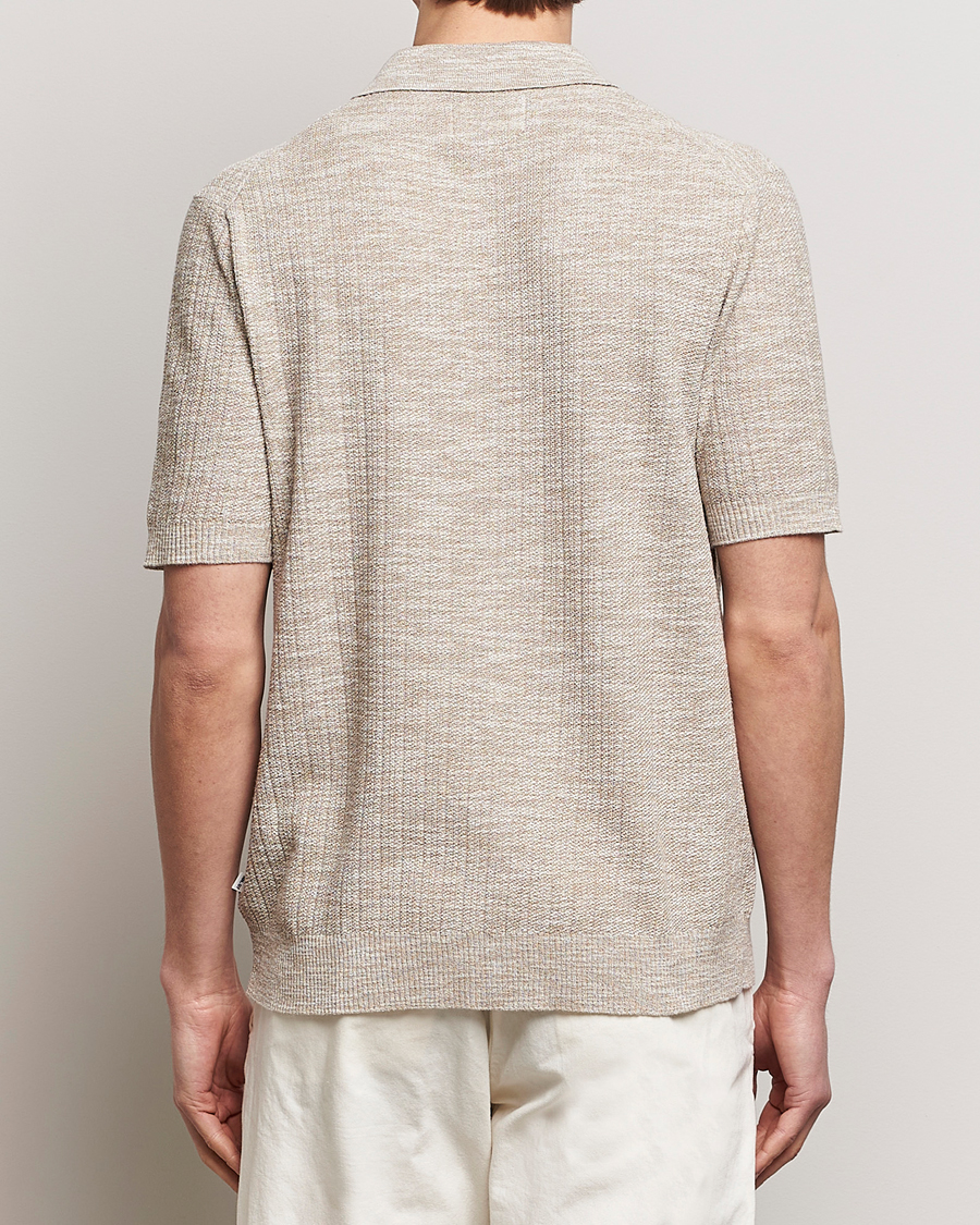 Herr | Skjortor | NN07 | Nolan Knitted Shirt Sleeve Shirt Greige Melange