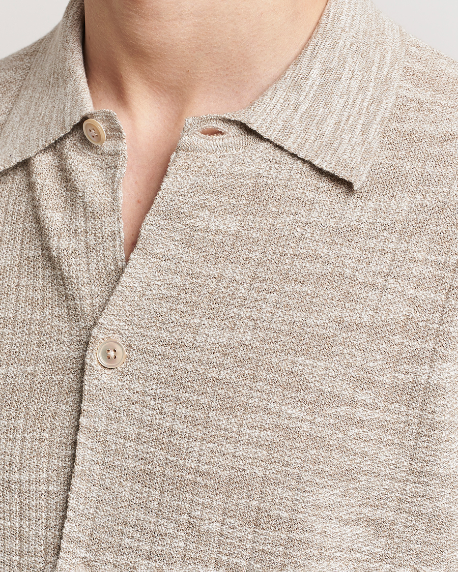 Herr | Skjortor | NN07 | Nolan Knitted Shirt Sleeve Shirt Greige Melange