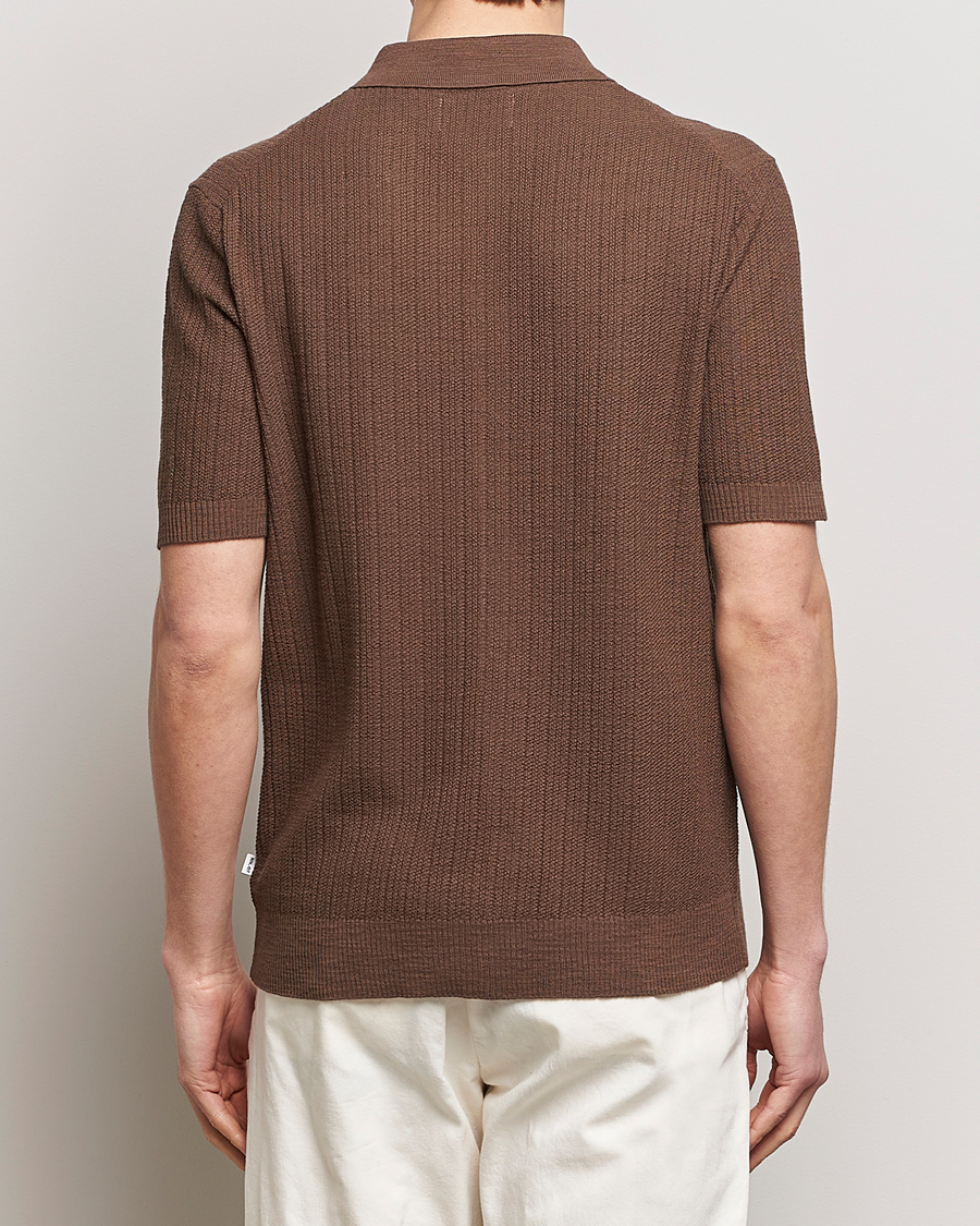 Herr | Skjortor | NN07 | Nolan Knitted Shirt Sleeve Shirt Cocoa Brown