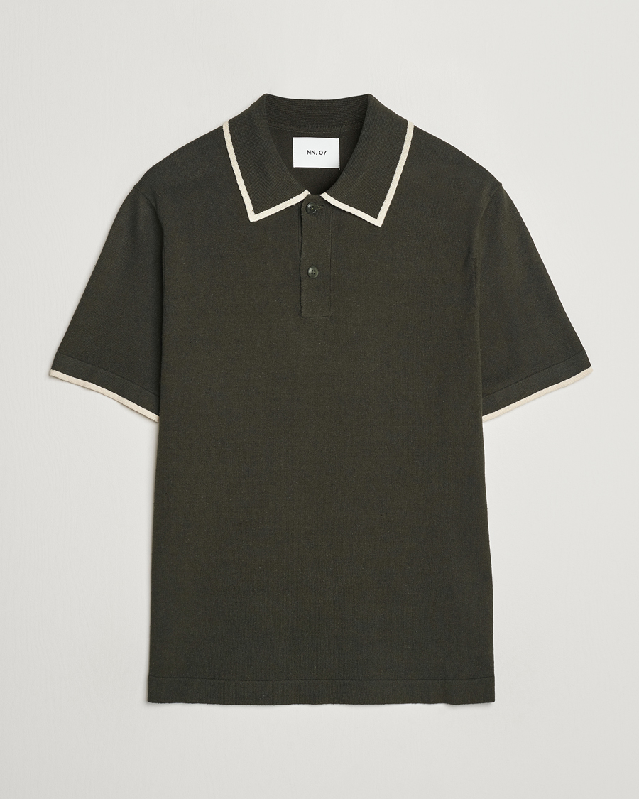 Herr | Pikéer | NN07 | Damon Silk/Cotton Knitted Polo Rosin Green