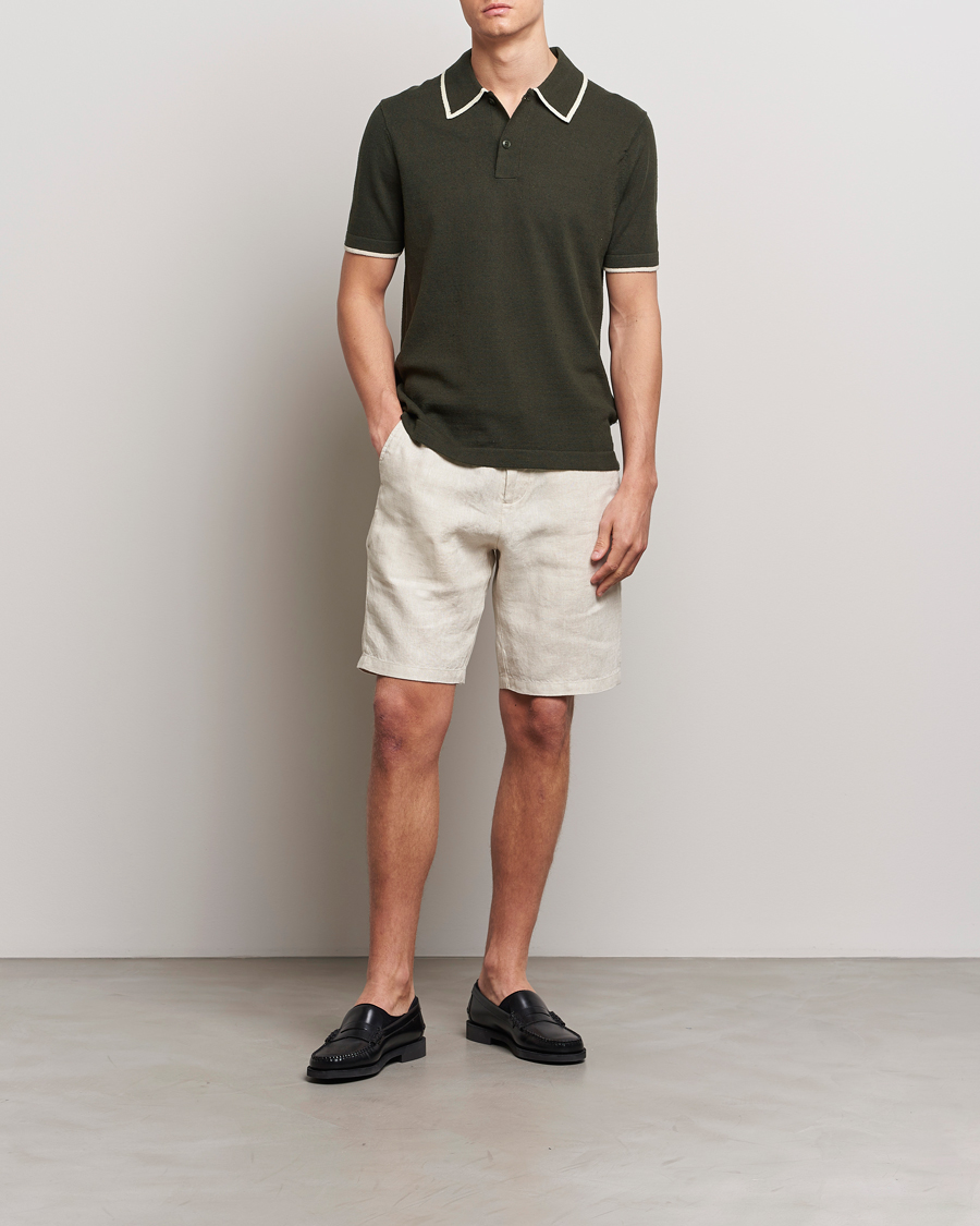 Herr | Pikéer | NN07 | Damon Silk/Cotton Knitted Polo Rosin Green