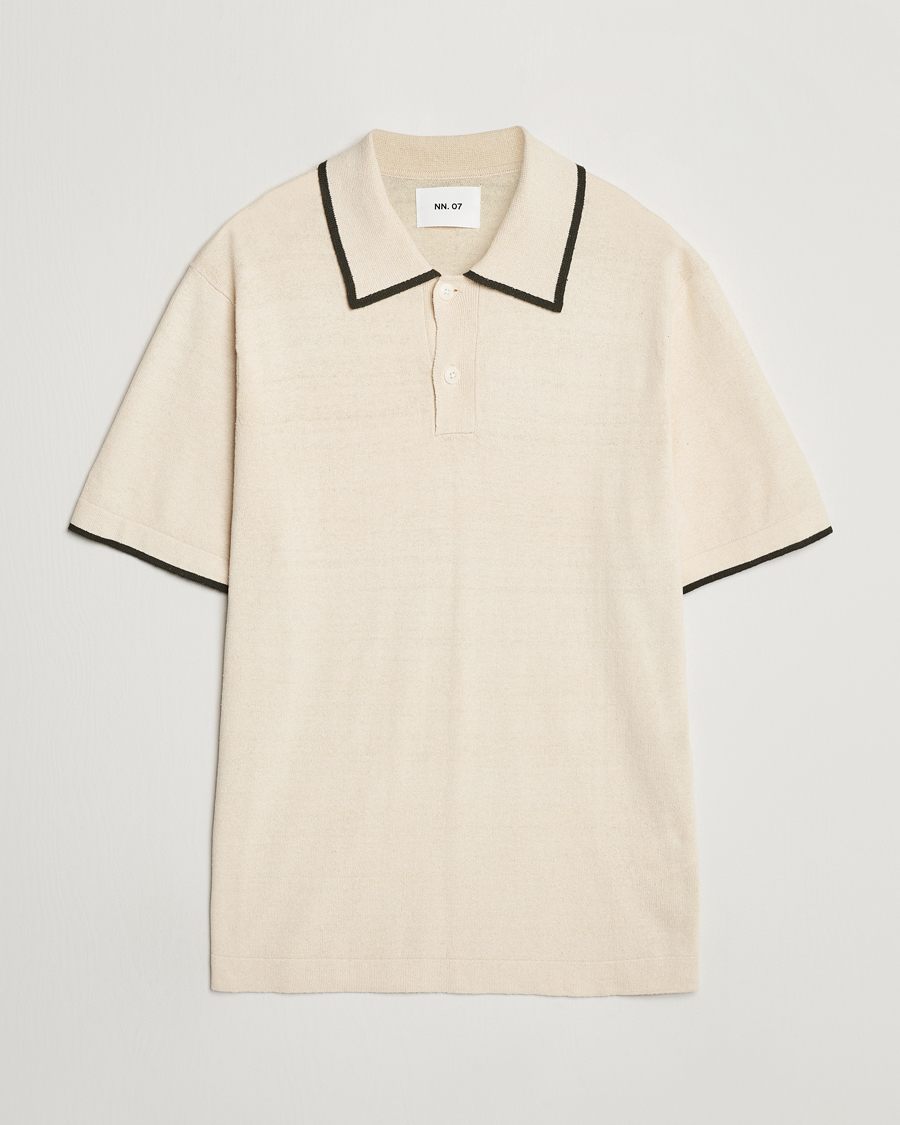 Herr | Pikéer | NN07 | Damon Silk/Cotton Knitted Polo Oat
