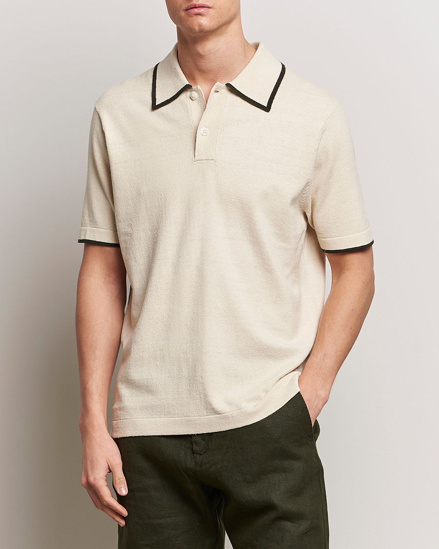 Herre |  | NN07 | Damon Silk/Cotton Knitted Polo Oat