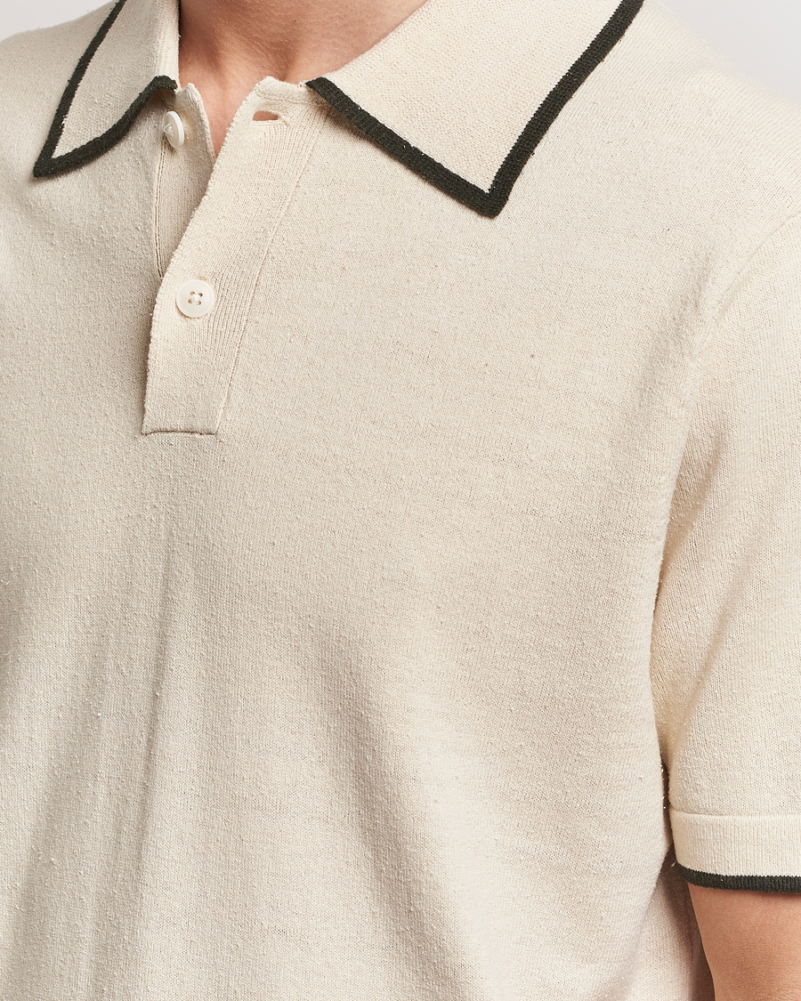 Herr | Pikéer | NN07 | Damon Silk/Cotton Knitted Polo Oat