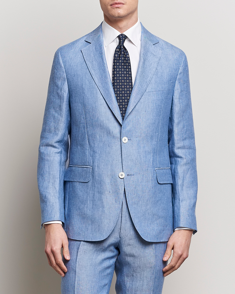 Herr | Kavaj | Oscar Jacobson | Ferry Soft Linen Blazer Smog Blue