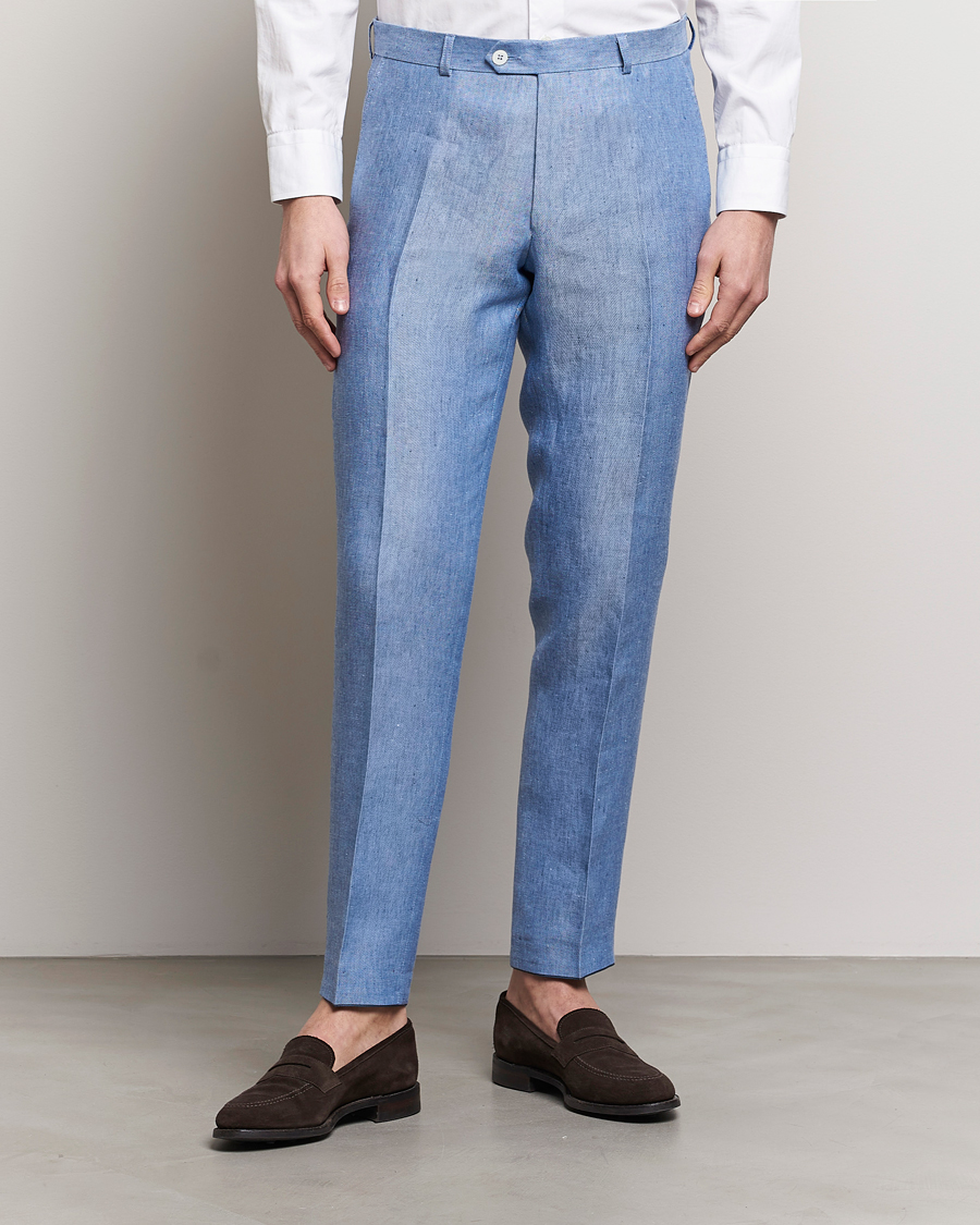 Herr | Senast inkommet | Oscar Jacobson | Denz Linen Trousers Smog Blue