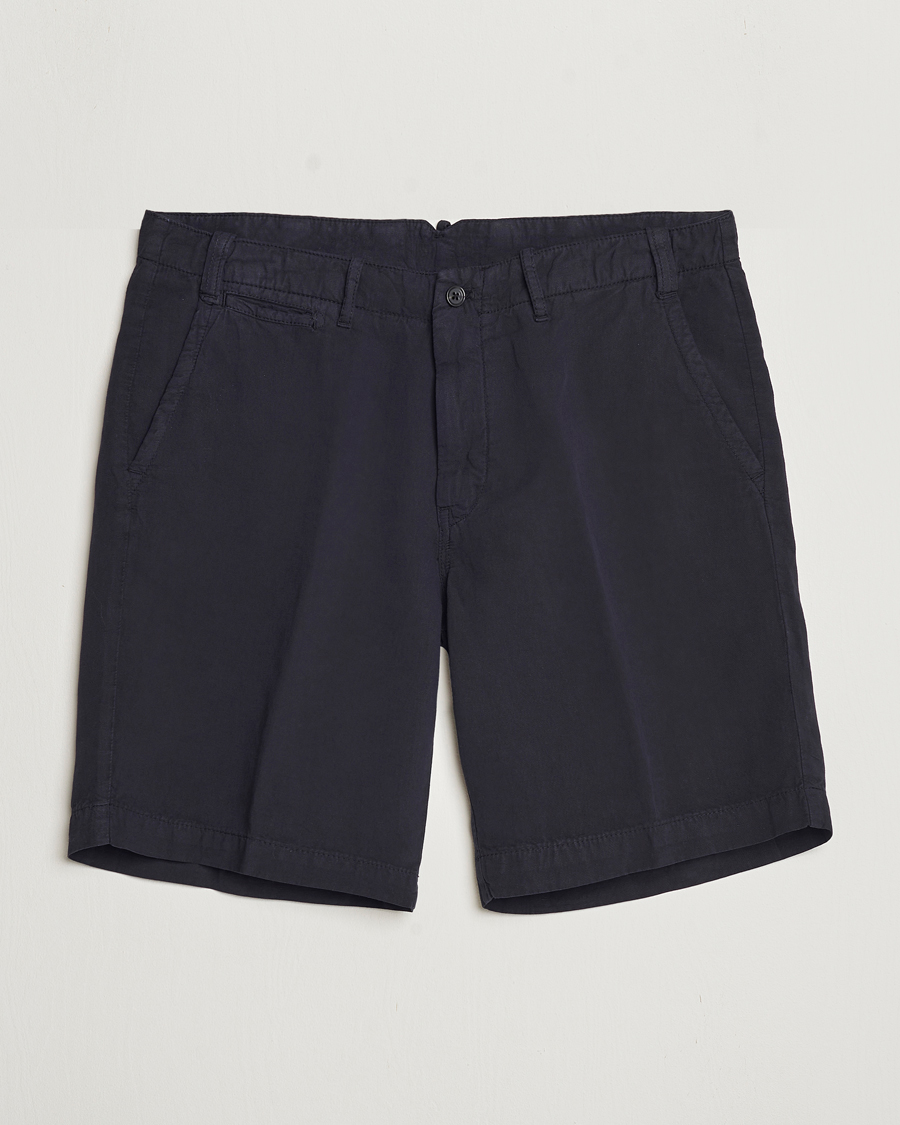 Herr | Shorts | Oscar Jacobson | Poggio Washed Linen Shorts Navy
