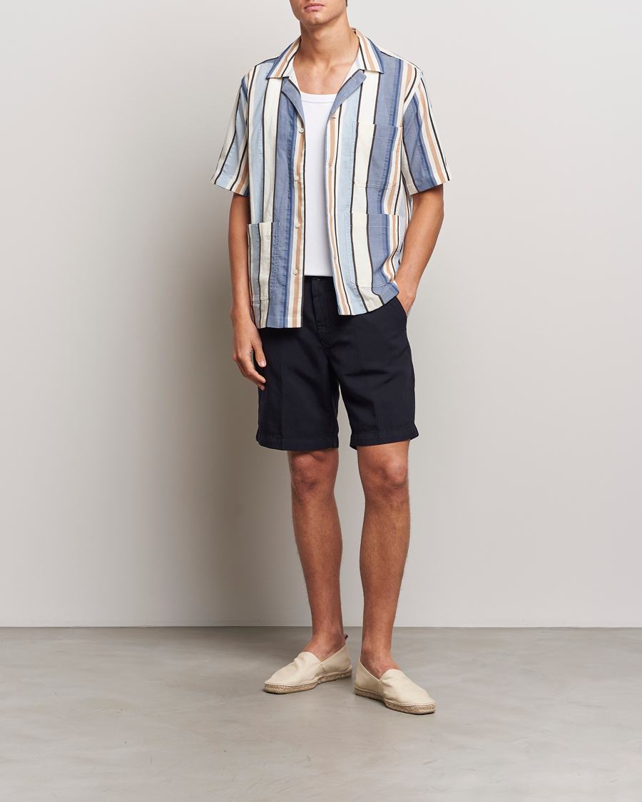 Herr | Shorts | Oscar Jacobson | Poggio Washed Linen Shorts Navy