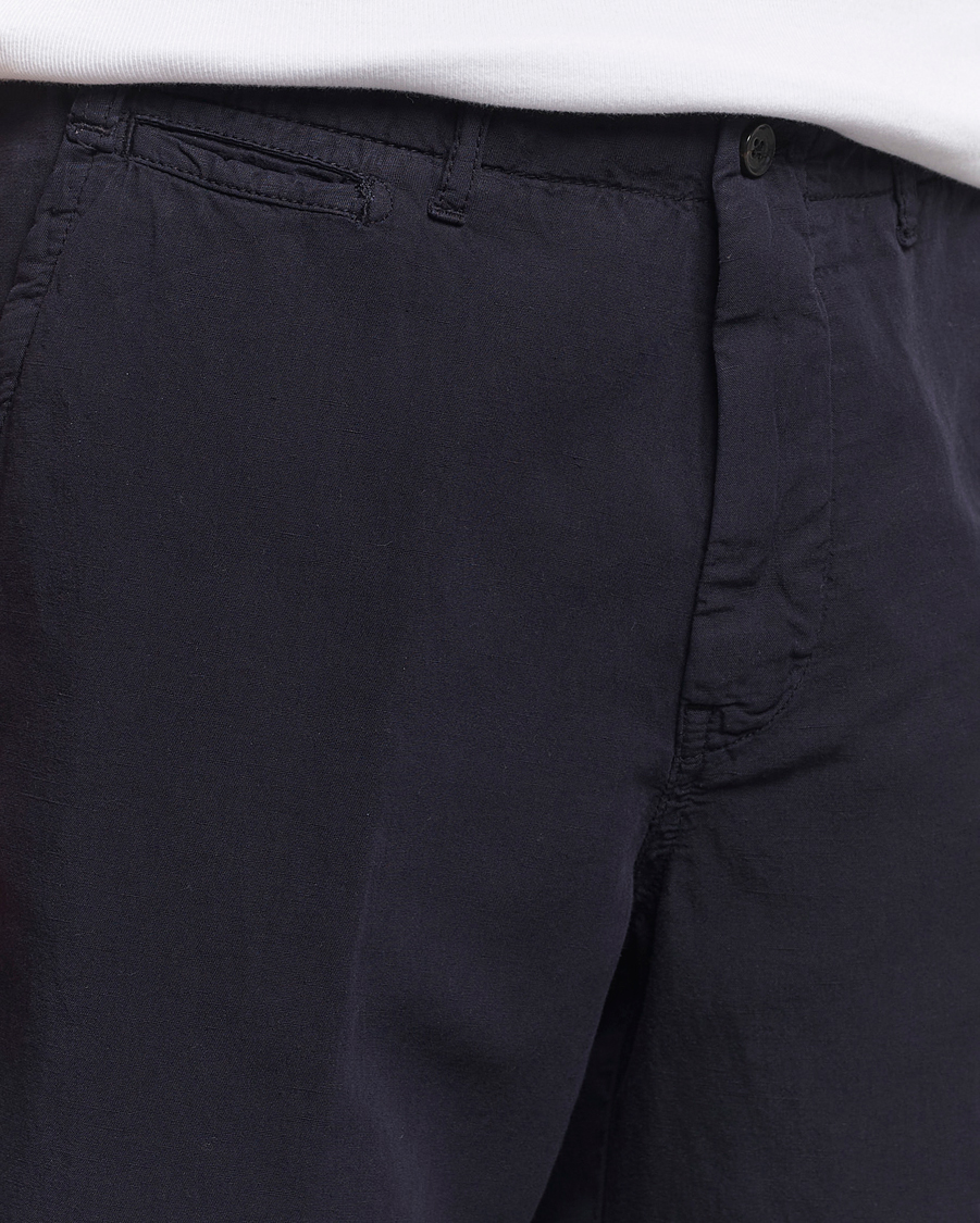 Herr | Shorts | Oscar Jacobson | Poggio Washed Linen Shorts Navy